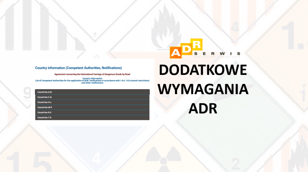 DODATKOWE WYMAGANIA ADR